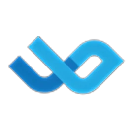 Blue infinity symbol on black background.